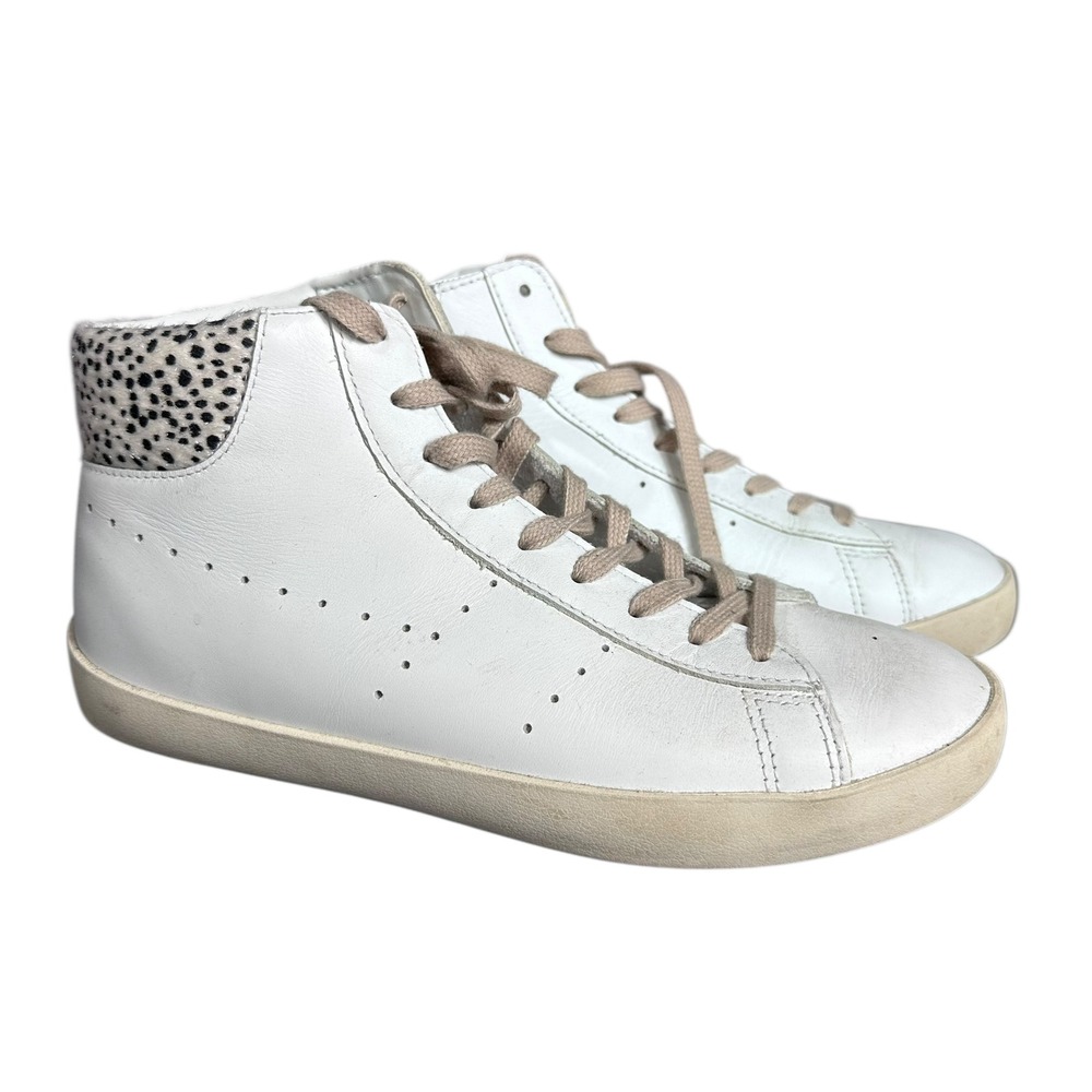Gola Nova High Safari High-Top Leather Sneakers Women's 7 Spotted‎ White Neutral
